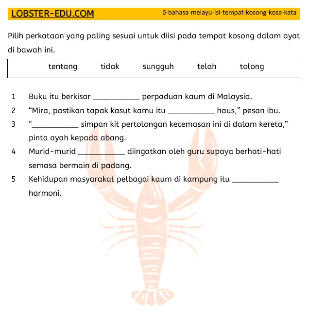Bahasa Melayu / Year 6 / Isi Tempat Kosong / Kosa Kata