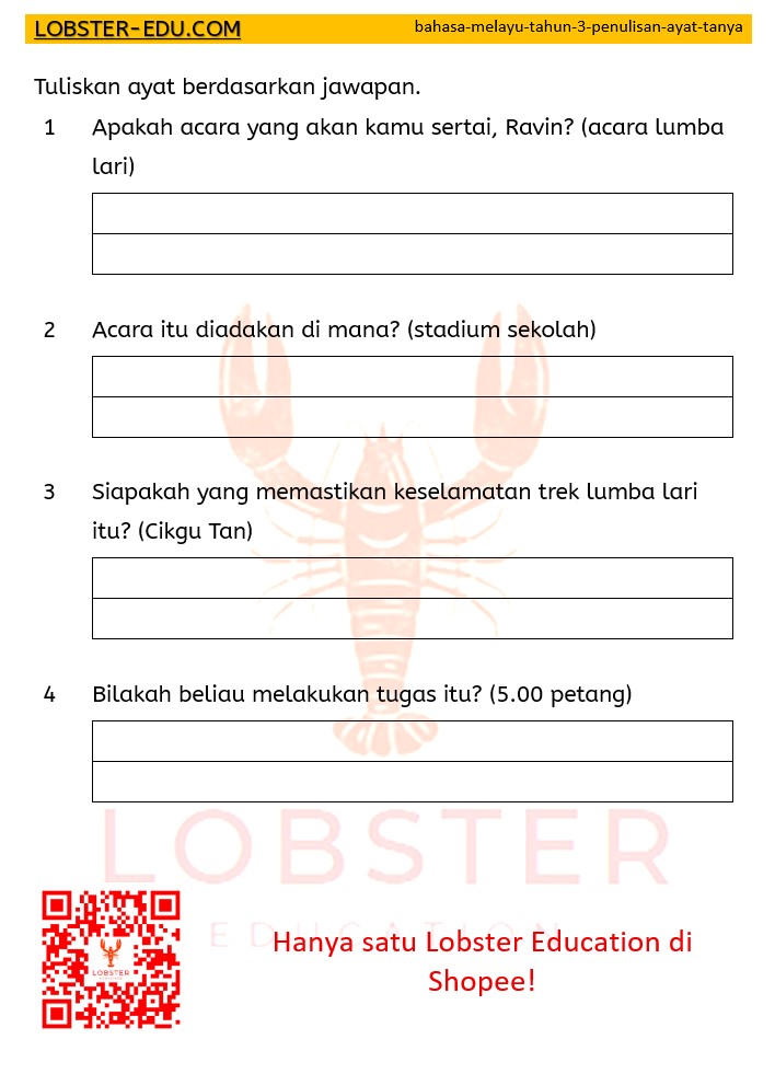 Bahasa Melayu / Tahun 3 / Tatabahasa / Penulisan / Ayat Tanya / 1