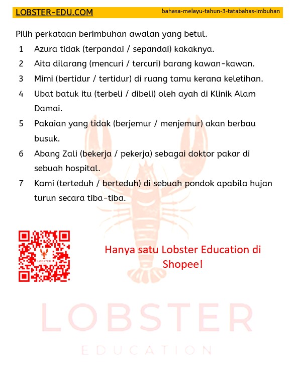 Bahasa Melayu / Tahun 3 / Tatabahasa / Imbuhan / 2