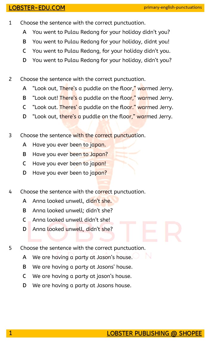 English / Year 4 5 6 / Grammar / Punctuation / 1
