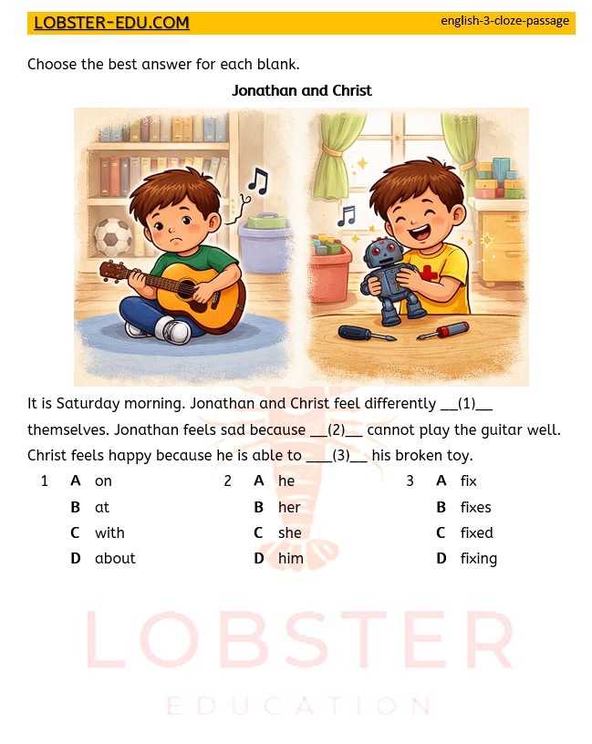 English / Year 3 / Cloze Passage / Jonathan and Christ