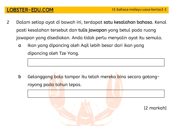 Bahasa Melayu / Tingkatan 1 / Tatabahasa / Kesalahan Bahasa / 1