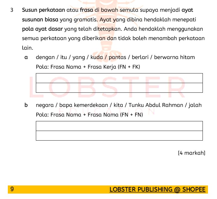 Bahasa Melayu / Tingkatan 1 / Tatabahasa / Pola Ayat Dasar / 1